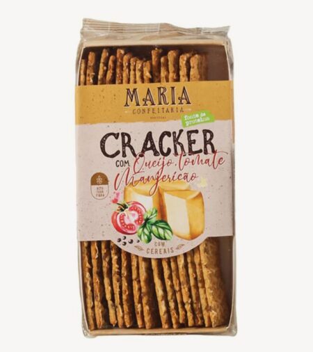 Crackers com Queijo, Tomate e Manjericão Maria Confeitaria